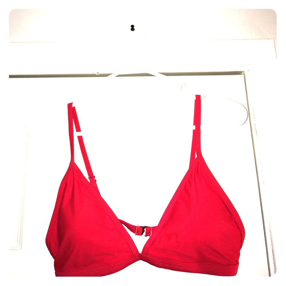 True red adjustable strap triangle bikini top
